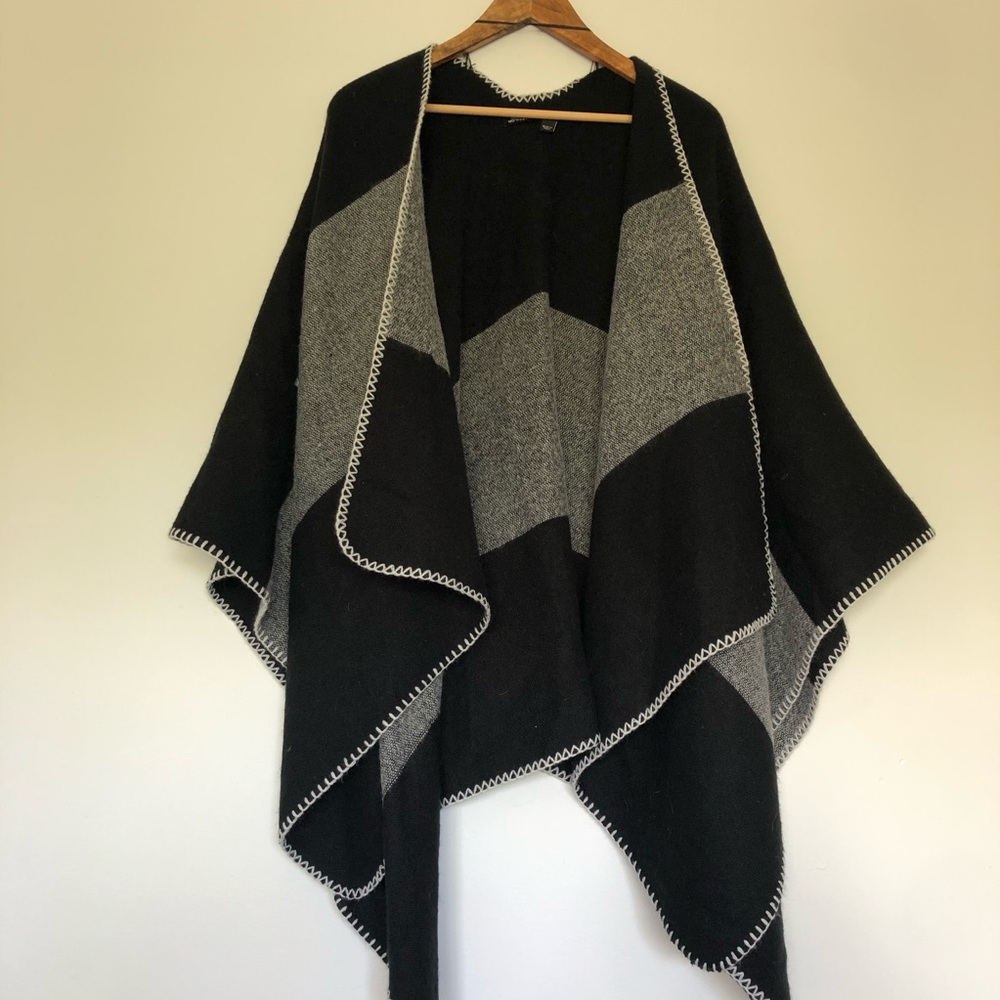 Grey and black cape sweater
